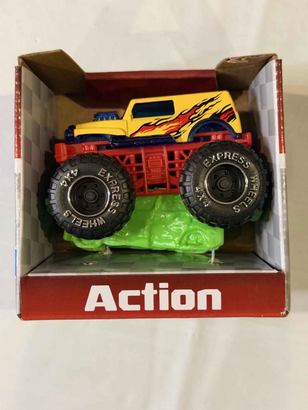 Turbo Wheels 4x4 Express Monster Truck Yellow Flame Action Vehicle New in Box